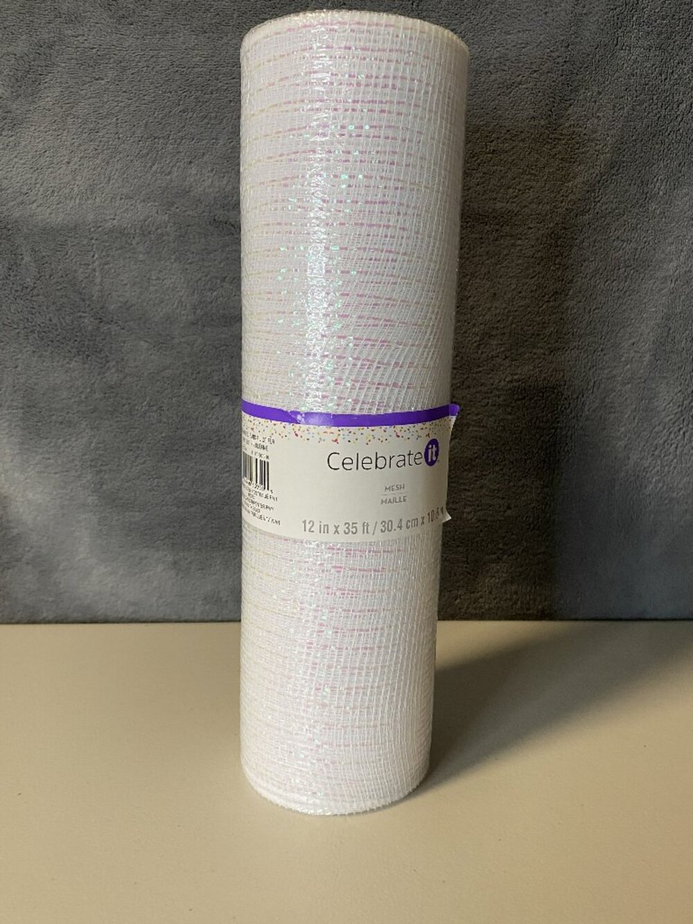 NWT 12in. x 35ft. Celebrate It White Mesh Ribbon